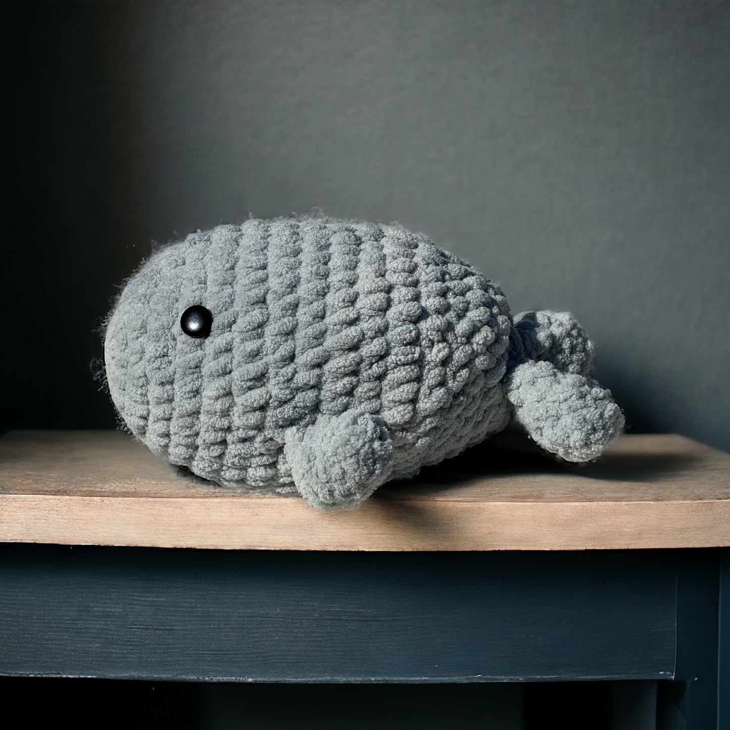SOE Squishy Fishy: Soft Grey- Crochet Plushy