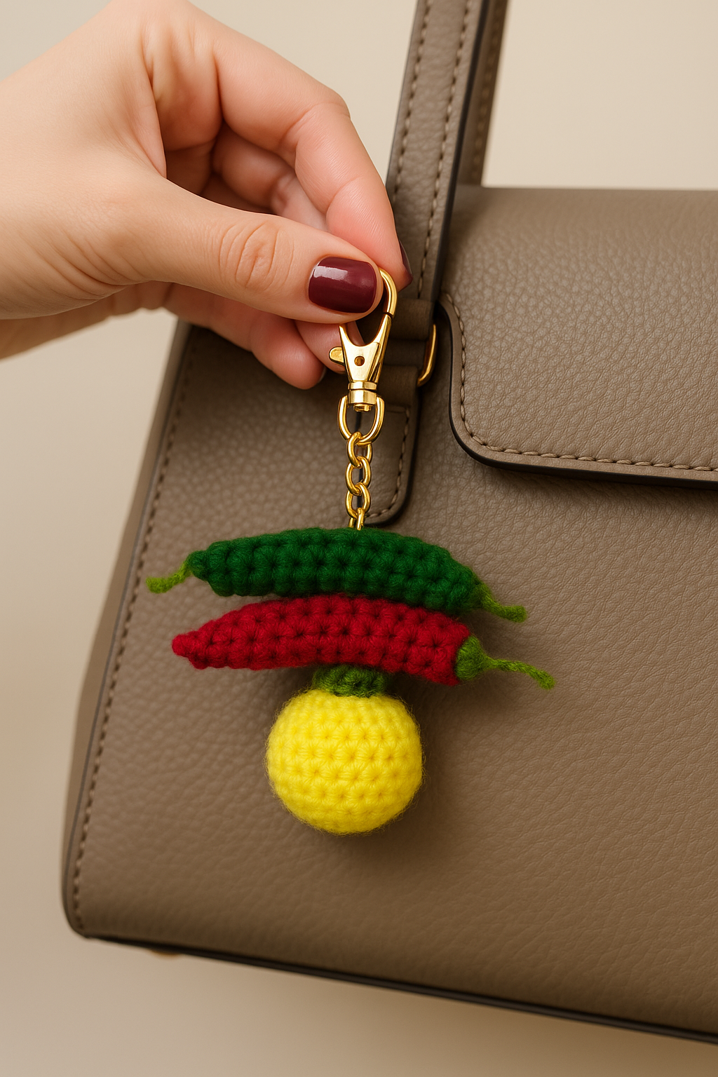 SOE Handmade Nimbu Mirchi Crochet Keychain | Evil Eye Protection Bag Charm