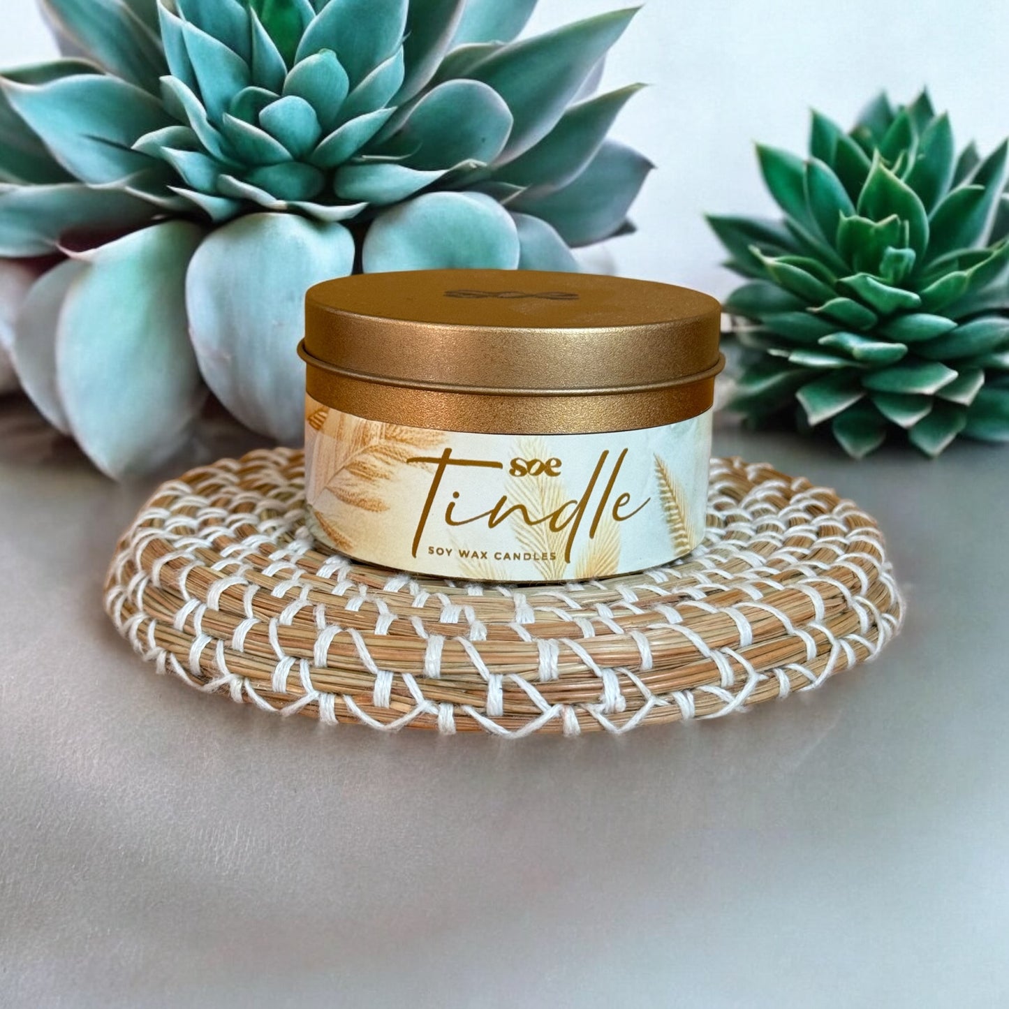 SOE Tindle Tin Soy Wax Candle (Fragrance: COCONUT VANILLA )