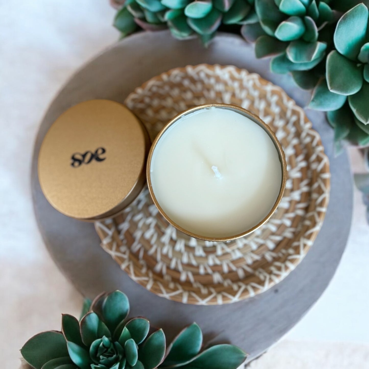 SOE Tindle Tin Soy Wax Candle (Fragrance: COCONUT VANILLA )