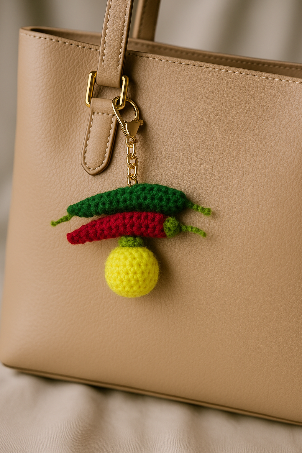 SOE Handmade Nimbu Mirchi Crochet Keychain | Evil Eye Protection Bag Charm