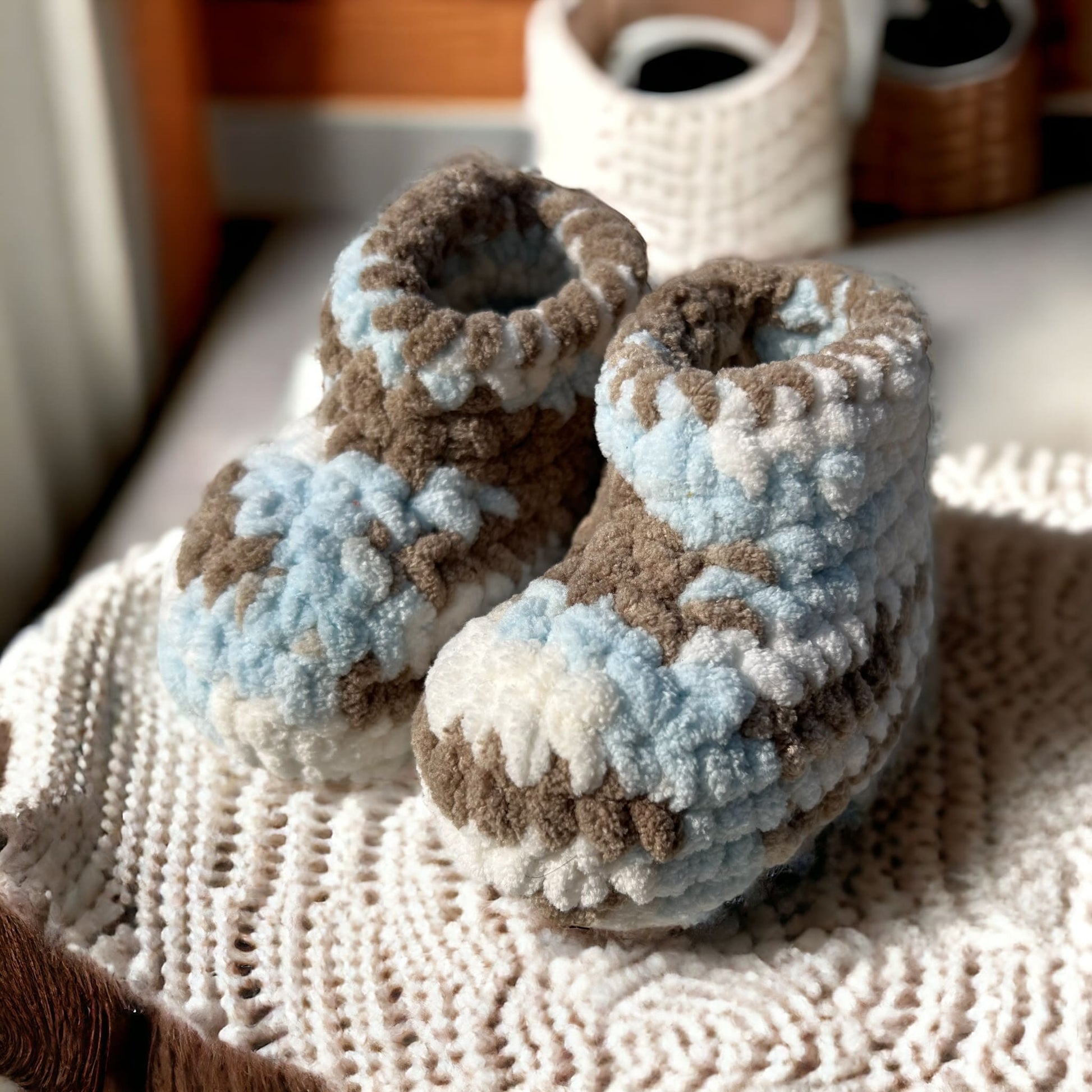 SOE Crochet Baby Booties Blue 1