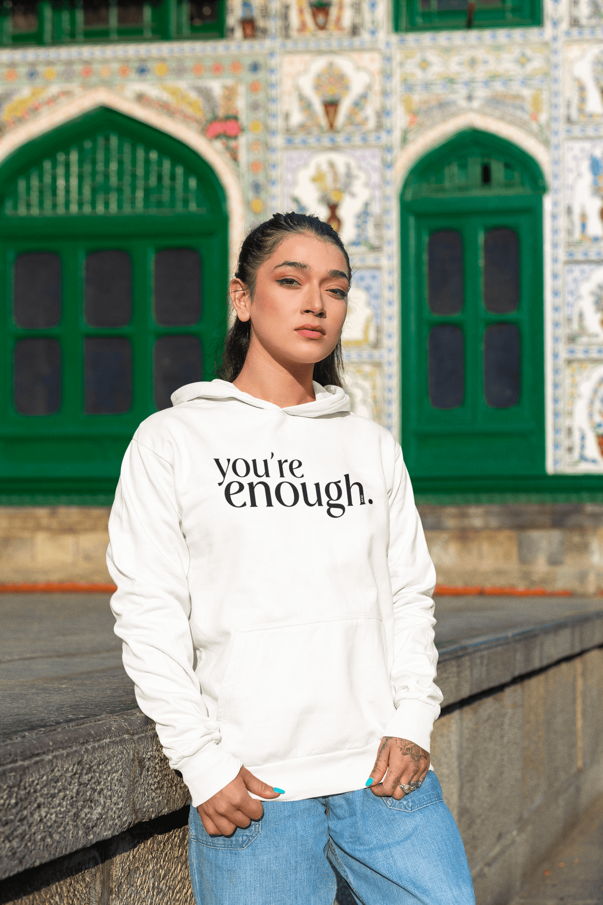 SOE You're enough Hoodie White Mahal