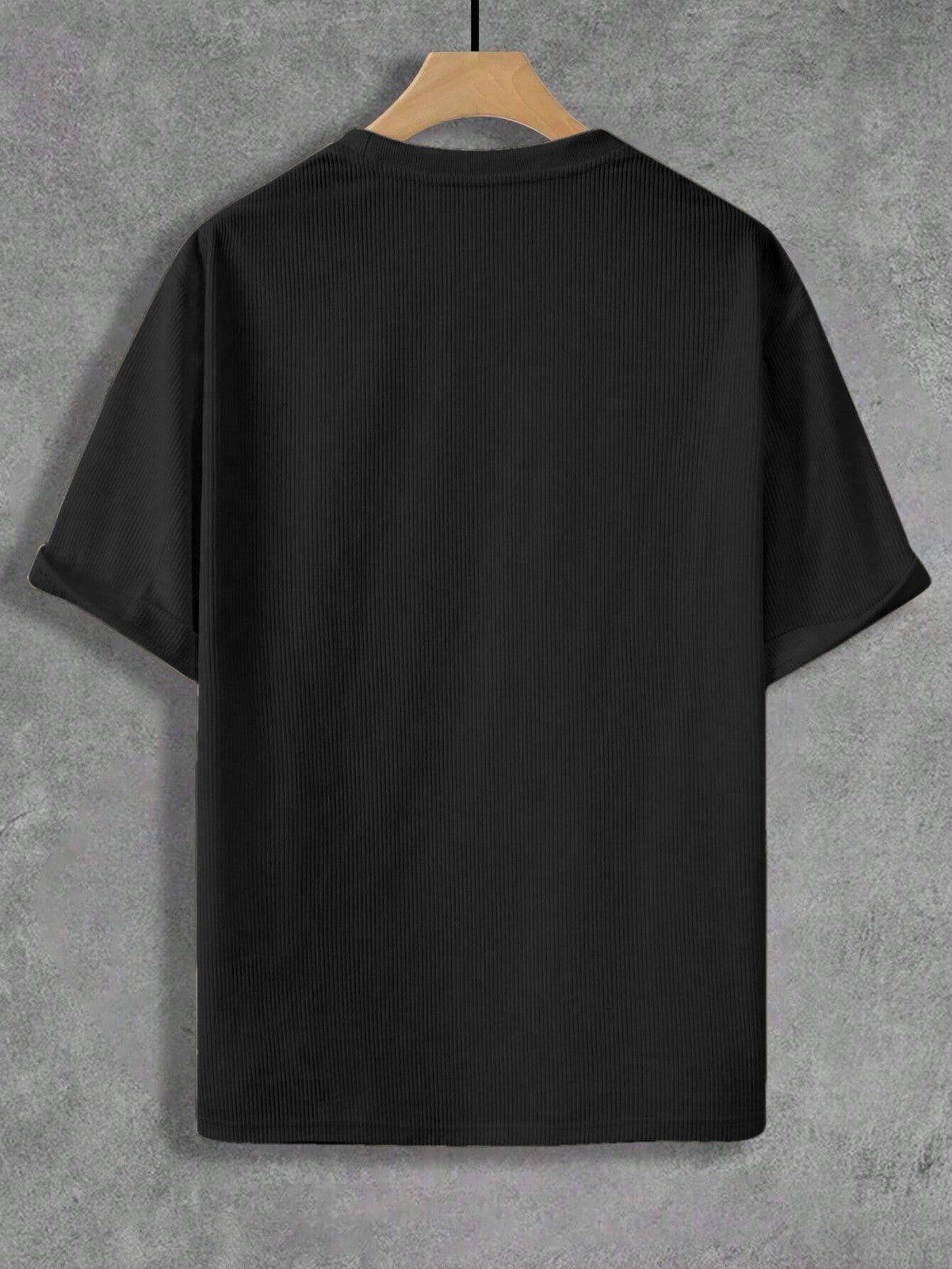 Black Fine-Rib Plain T-Shirt
